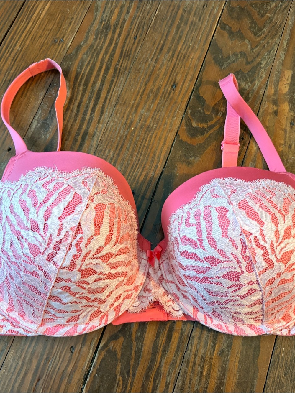 Torrid Pink and White Lace Push-Up Bra